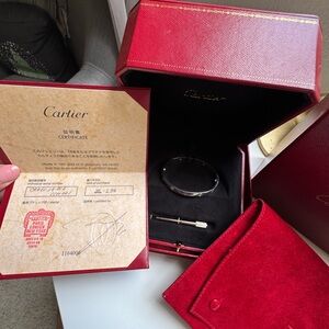 Authentic Cartier bracelet w/diamonds, new screw system, size 16,white Gold, COA